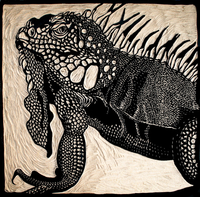 woodcut iguana